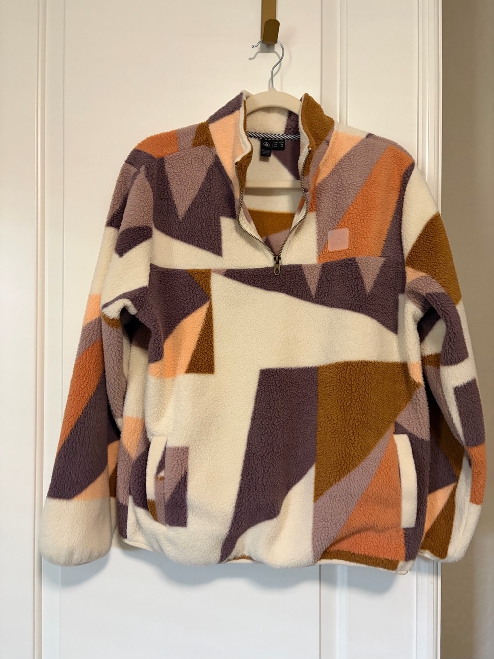 🐻Volcom 🧸Geo Abstract Teddy Fleece Quarter Zip Pullover🐻